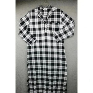 Latuza Men's Cotton Flannel Sleep Shirt-Black & White Plaid-Size Small